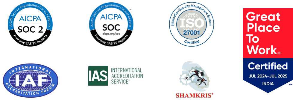 Vxceed’s security and compliance certifications, reinforcing enterprise-grade data protection and reliability.
