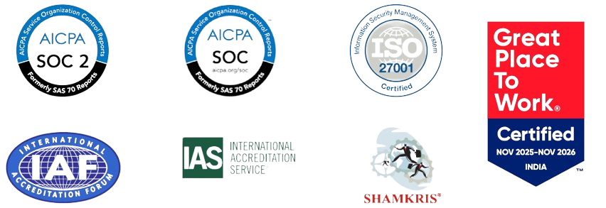 Vxceed’s security and compliance certifications, reinforcing enterprise-grade data protection and reliability.